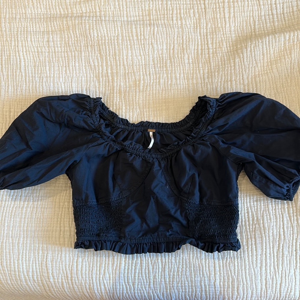 Free people cropped peasant top